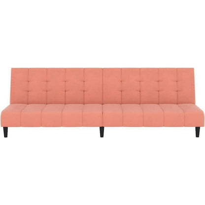 Klappbares Schlafsofa Rosa Samt – 2-Sitzer Couch mit Bettfunktion