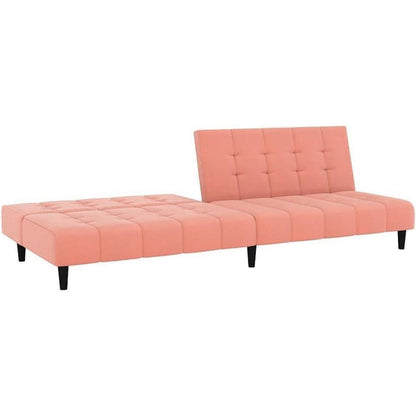 Klappbares Schlafsofa Rosa Samt – 2-Sitzer Couch mit Bettfunktion