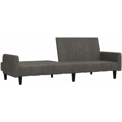 Schlafsessel Dunkelgrau Samt – 2-Sitzer Klappsofa mit Bettfunktion