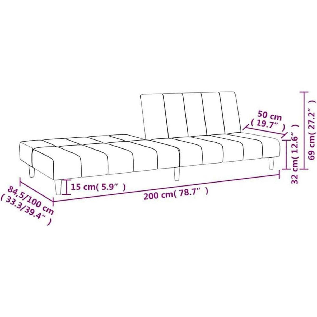 Schlafsofa 2-Sitzer Samt Schwarz – Multifunktional & Komfortabel