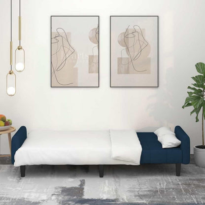Klappbares Schlafsofa Blau Samt – 2-Sitzer Bettsofa für Wohnzimmer