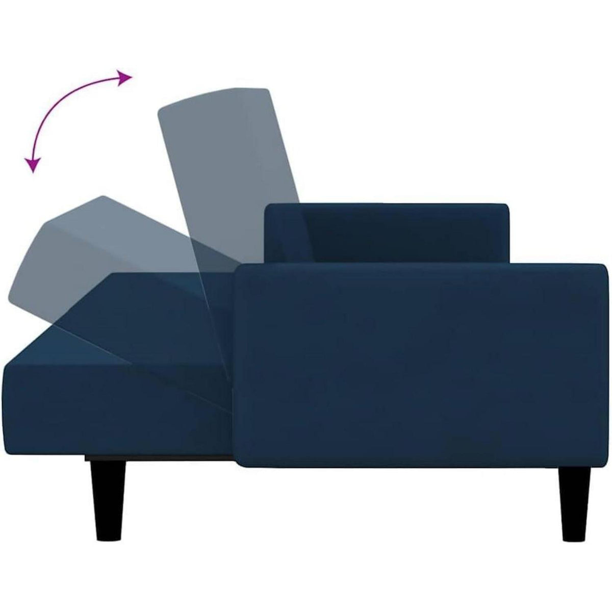 Klappbares Schlafsofa Blau Samt – 2-Sitzer Bettsofa für Wohnzimmer