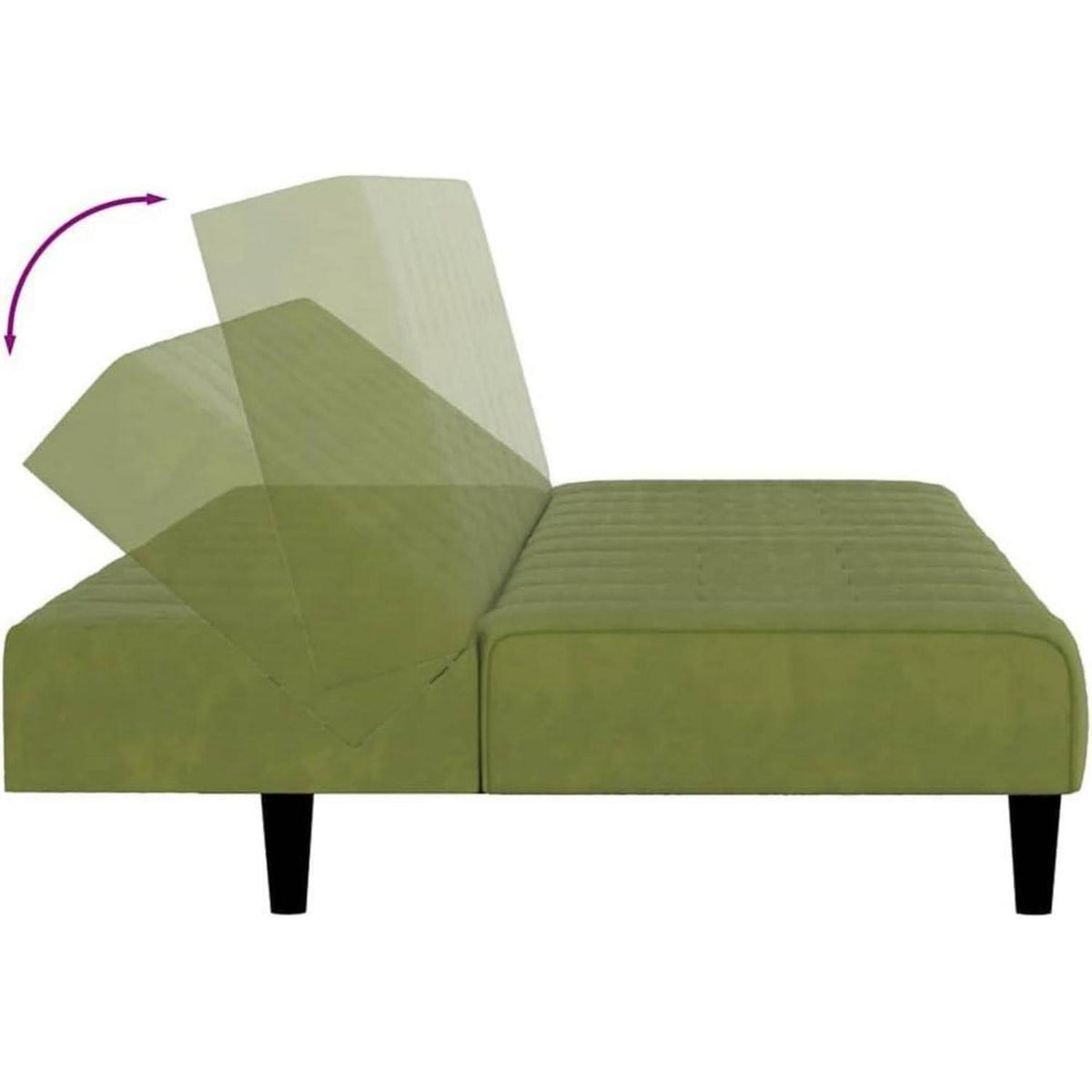 Schlafsofa 2-Sitzer, Hellgrün Samt, Bettcouch für Wohnungen