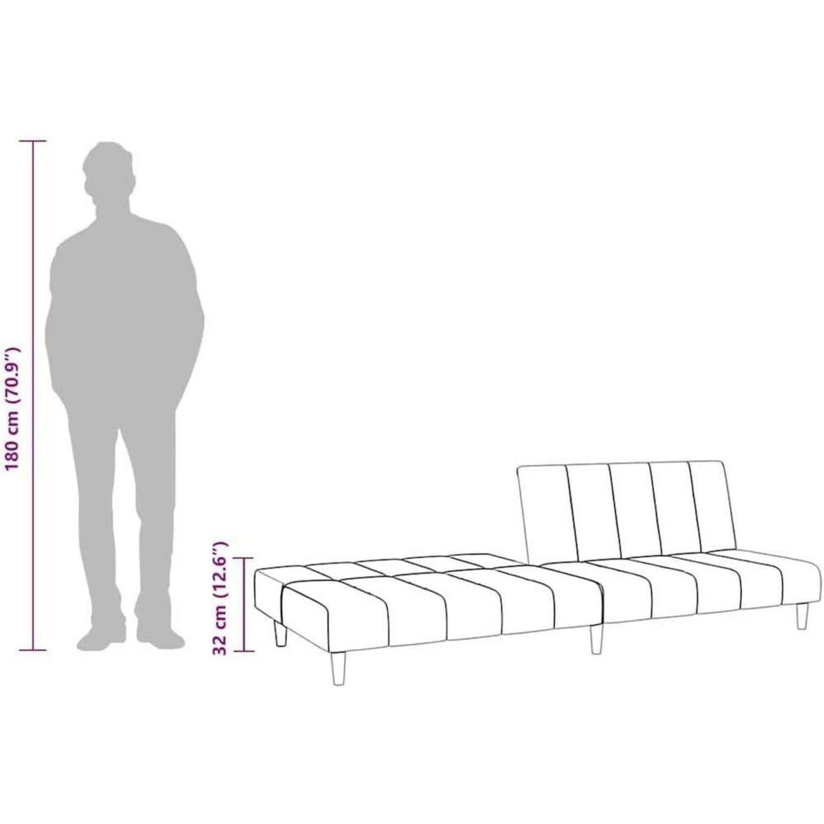 Schlafsofa 2-Sitzer, Hellgrün Samt, Bettcouch für Wohnungen