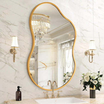 Asymmetrischer Wandspiegel Gold 40x65cm – Moderner Deko Spiegel