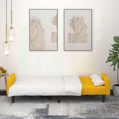 Schlafsofa 2-Sitzer Gelb Samt – Komfortables Bett für Wohnungen