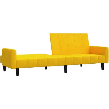 Schlafsofa 2-Sitzer Gelb Samt – Komfortables Bett für Wohnungen