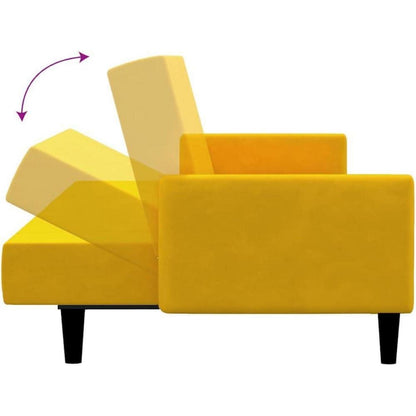 Schlafsofa 2-Sitzer Gelb Samt – Komfortables Bett für Wohnungen