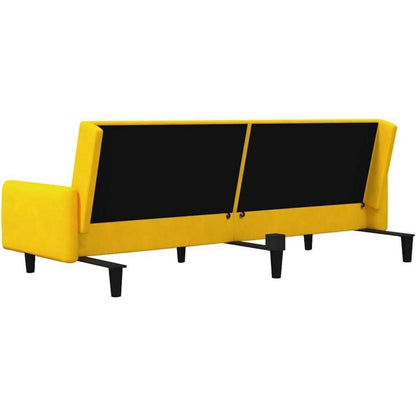 Schlafsofa 2-Sitzer Gelb Samt – Komfortables Bett für Wohnungen