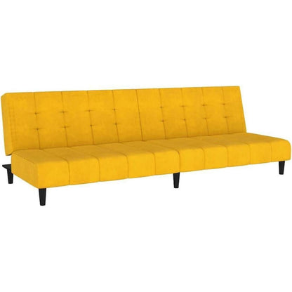 Klappbares Schlafsofa Gelb Samt – 2-Sitzer Couch mit Bettfunktion