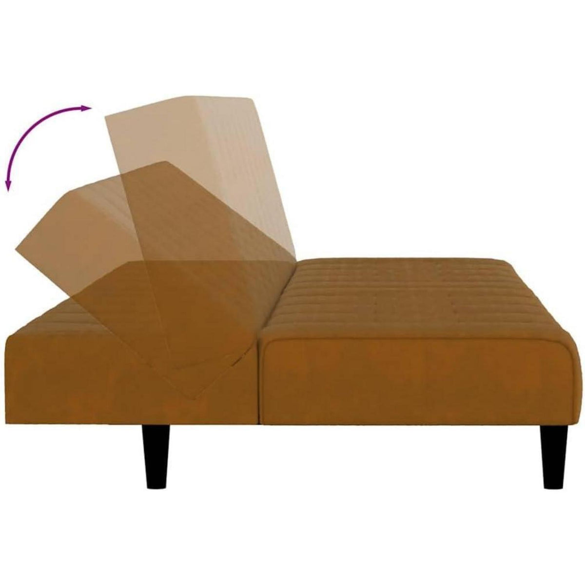 Trennbares Schlafsofa aus Samt – Braun, 2-Sitzer