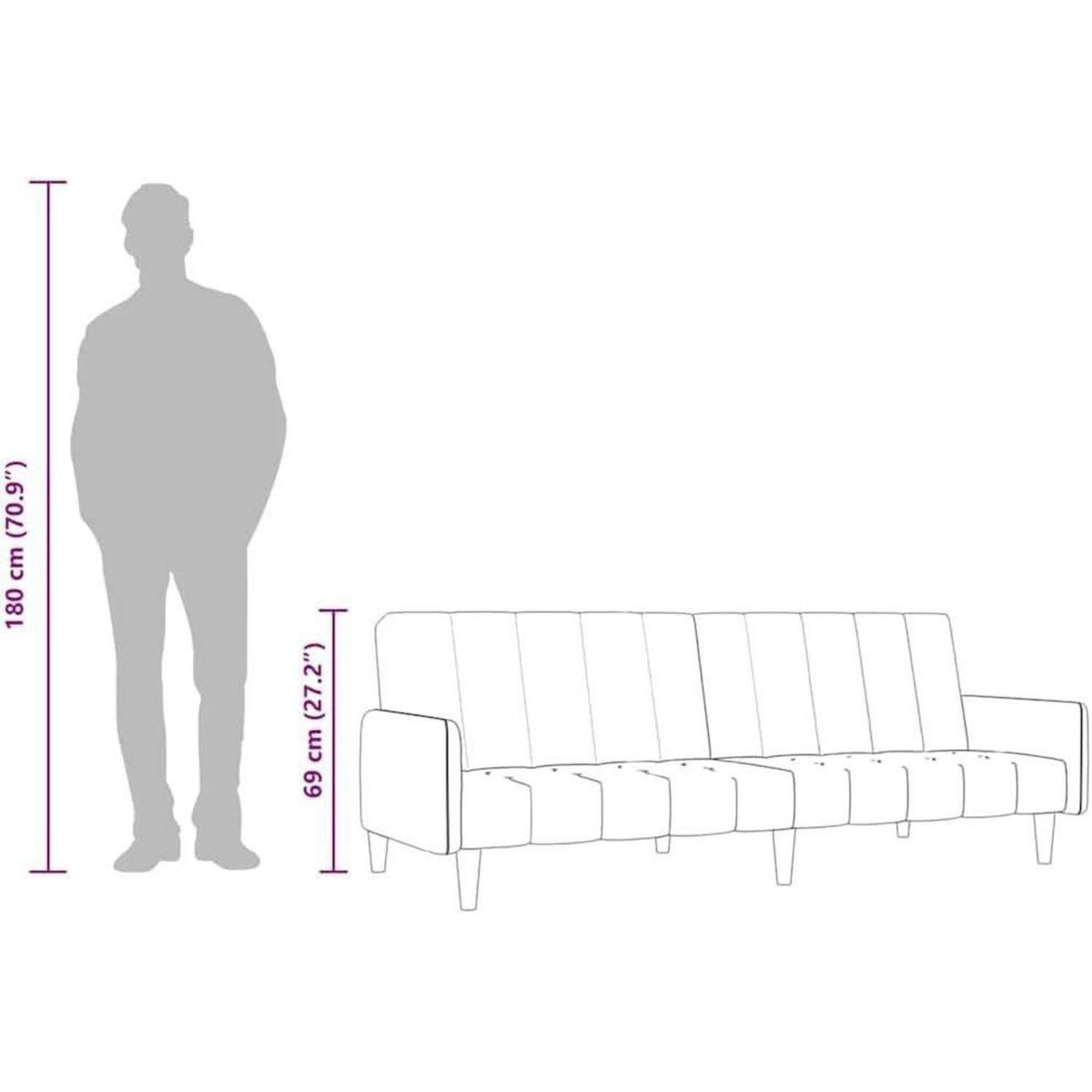 Schlafsessel Creme Samt – 2-Sitzer Klappsofa mit Bettfunktion