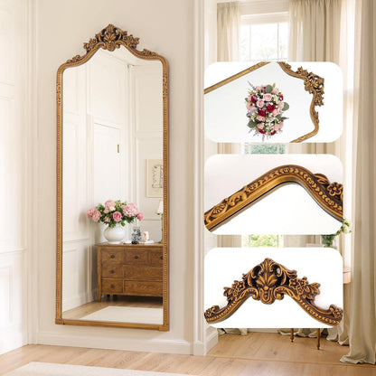 Vintage Standspiegel Goldfarben – 175 x 70 cm, Ganzkörper