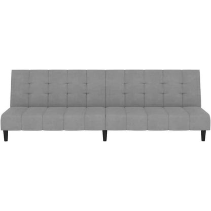 Schlafsofa 2-Sitzer, Hellgrau Samt, Bettcouch für Wohnungen