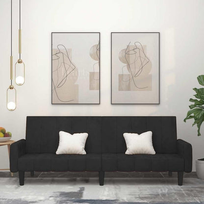 Trennbares Schlafsofa Schwarz Samt – 2-Sitzer mit Schlaffunktion