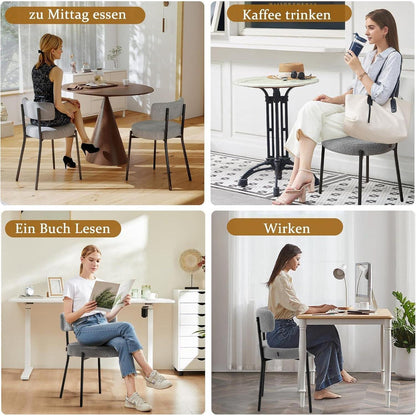 Esszimmerstühle 2er Set Grau – Bouclé Stoff & Metallbeine