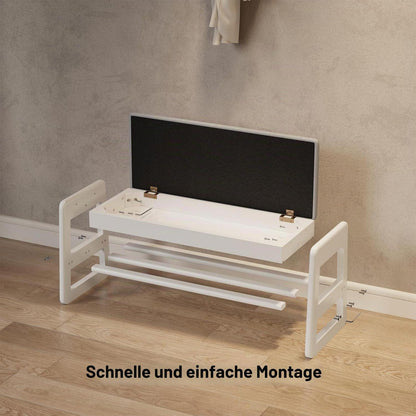 Schuhbank mit Kissen & Klappdeckel – Weiß 80cm