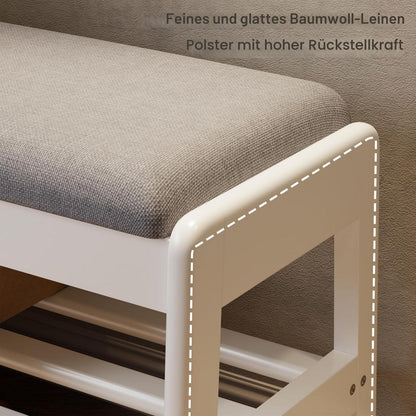 Schuhbank mit Kissen & Klappdeckel – Weiß 60cm