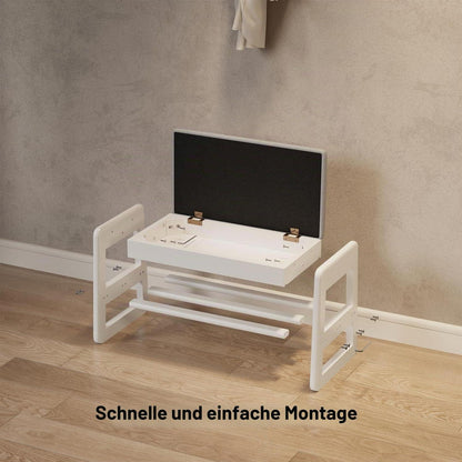 Schuhbank mit Kissen & Klappdeckel – Weiß 60cm
