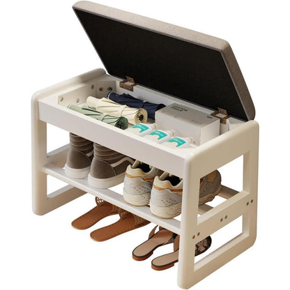 Schuhbank mit Kissen & Klappdeckel – Weiß 60cm