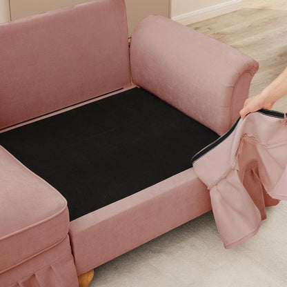Modulares Sofa 3-Sitzer & 2-Sitzer mit Rüschenschürze, Rosa