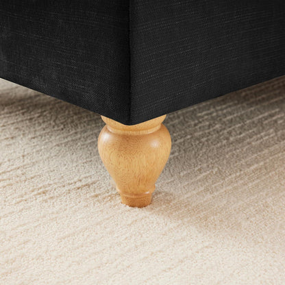 3-Sitzer Sofa Mittelalter-Modern | Abnehmbare Rüschenschürze & Kissen | Schwarz