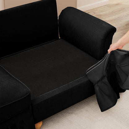 L-förmiges 2-Sitzer Sofa Mittelalter Stil mit Rüschenschürze & Kissen