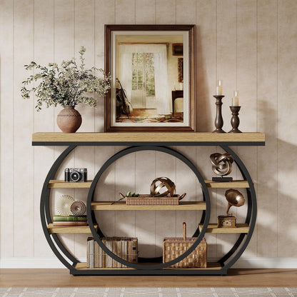 Schmaler Konsolentisch mit 4 Regalen – Industrieller Flurtisch