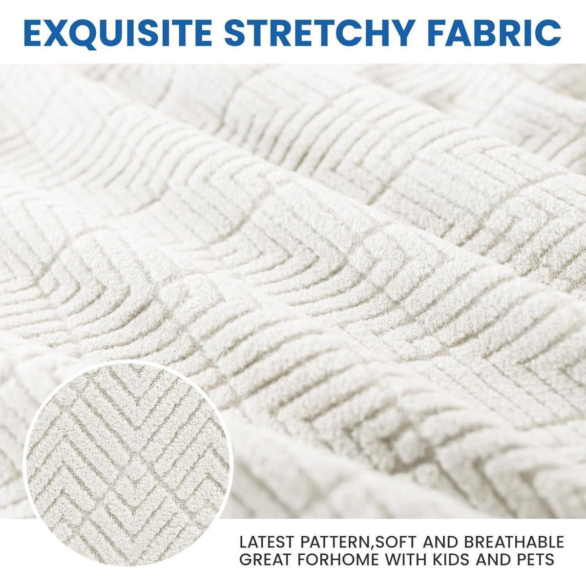 Bettkopfteil Bezug 180cm – Weicher Stretch, Weiß