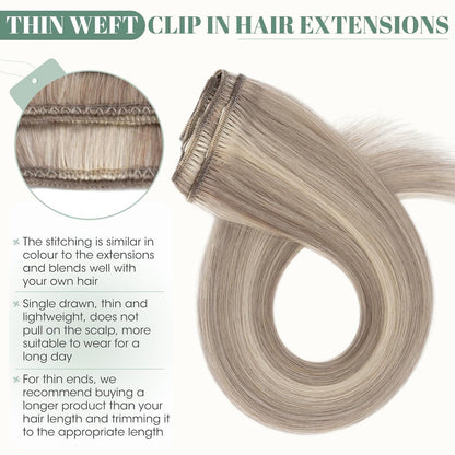 Echthaar Clip-in Extensions Blond Balayage 50cm