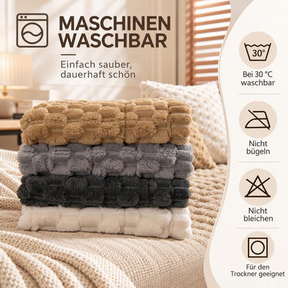 Sofaschoner Plüsch rutschfest 70x150cm Beige Waschbar