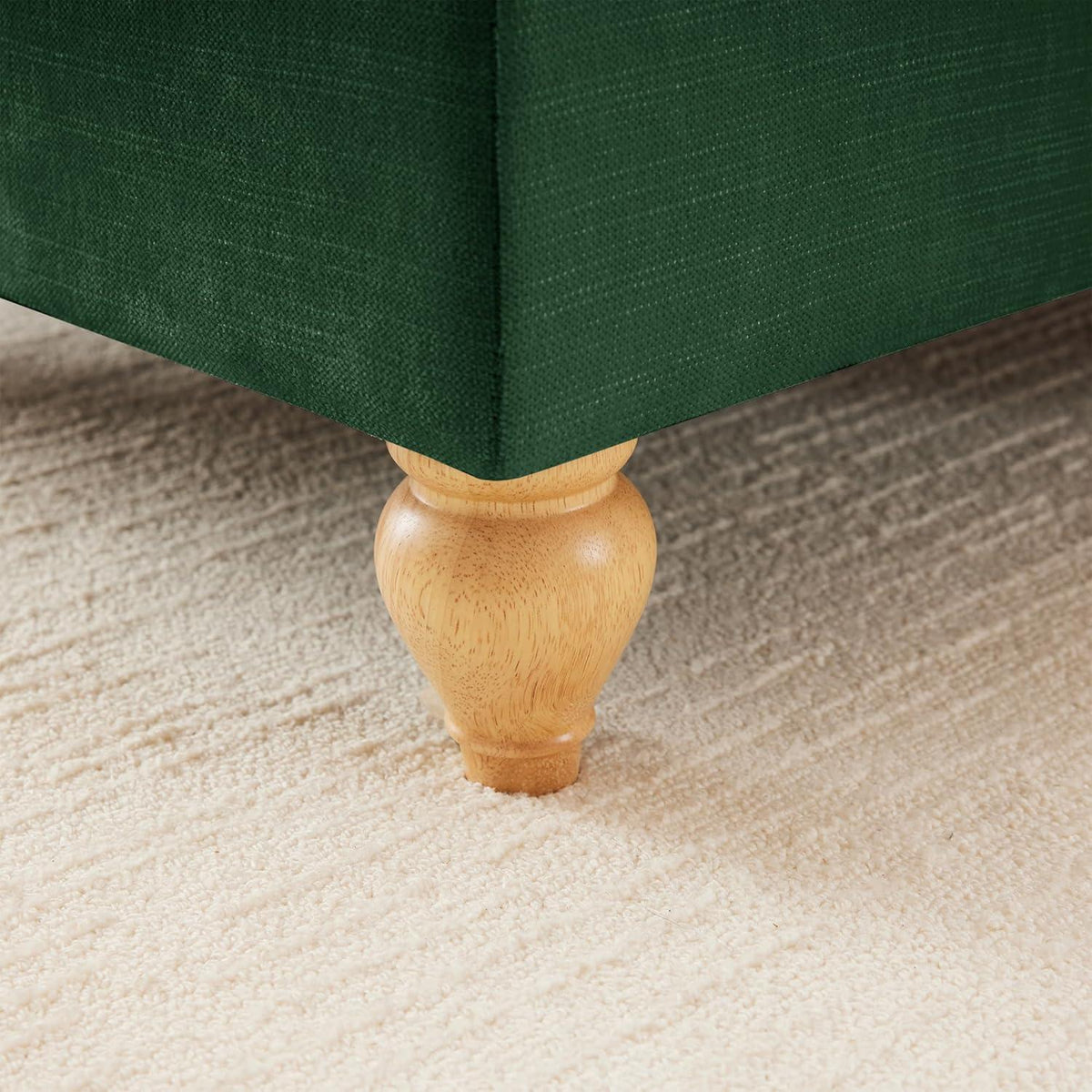 L-förmiges Sofa Mittelalter Stil, Grün, 2-Sitzer mit Rüschenschürze