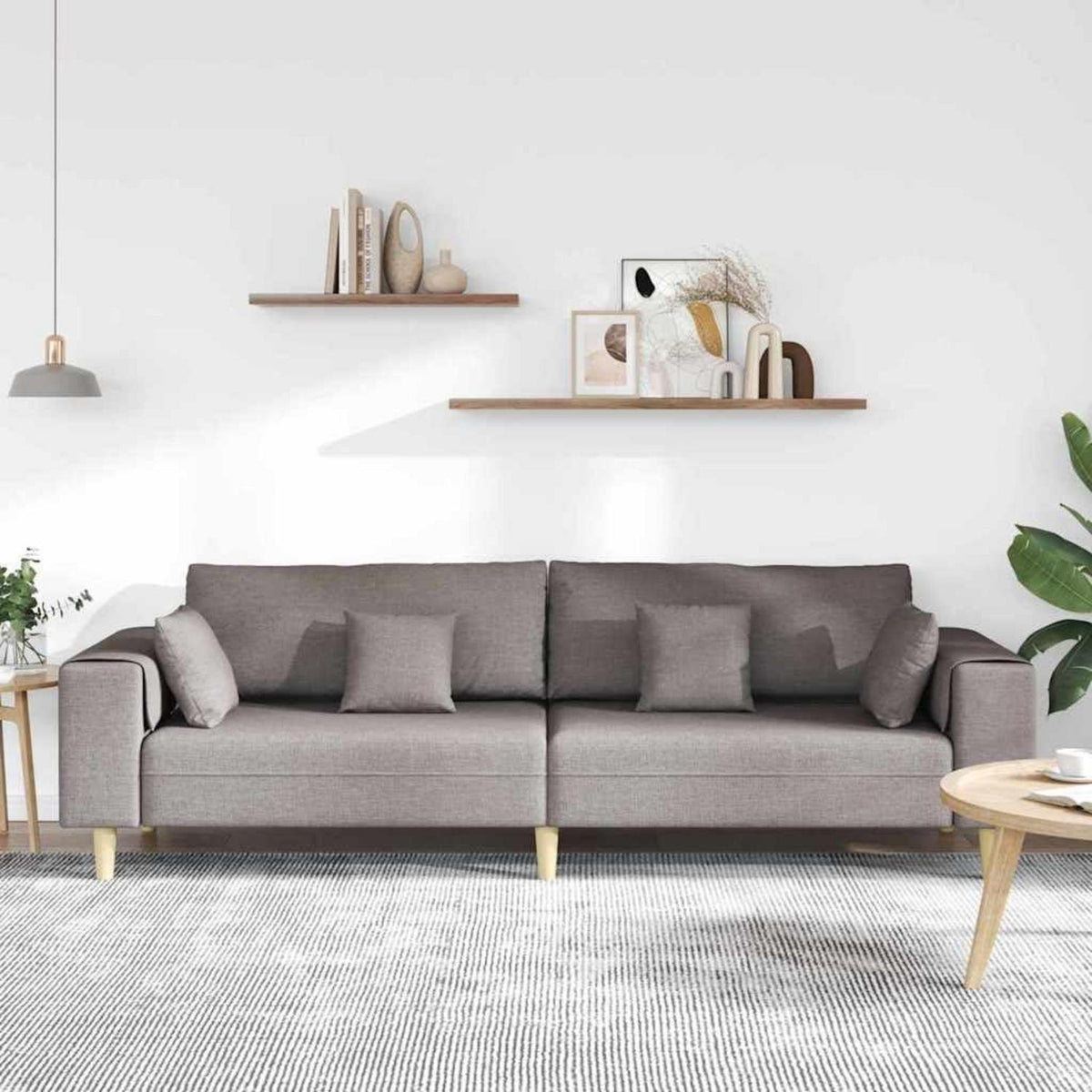 Ecksofa mit Schlaffunktion, Taupe, 250 cm Stoffsofa