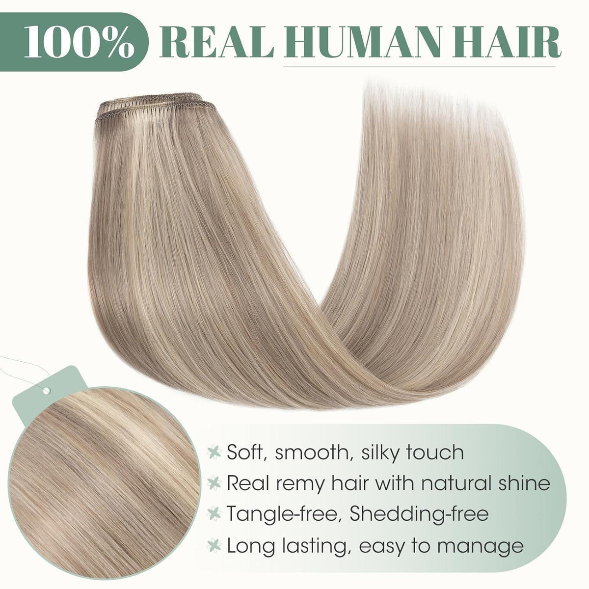 Echthaar Clip-in Blond 45cm Balayage Sandblond