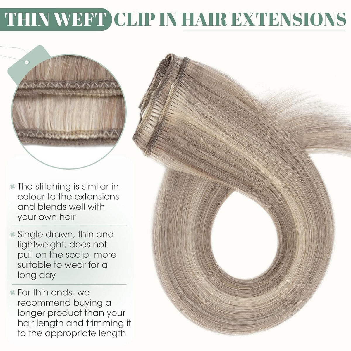 Echthaar Clip-in Blond 45cm Balayage Sandblond