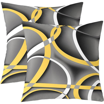 Moderne Kissenbezüge Set 2x 60x60cm Geometrisch Gelb Grau