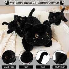 Gewichtete Katze Kuscheltier 60cm - Schwarze Plüschkatze zum Kuscheln