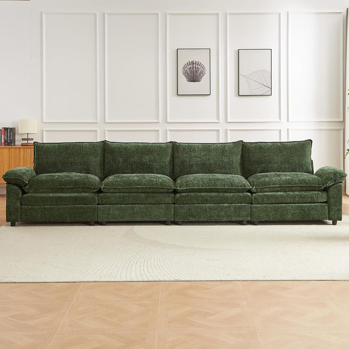 JIEXI Ecksofa mit Schlaffunktion – Grün, 4-Sitzer, Modernes Design