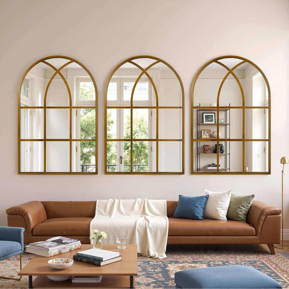 Gewölbter Wandspiegel 60x90cm mit Bronze Aluminiumrahmen