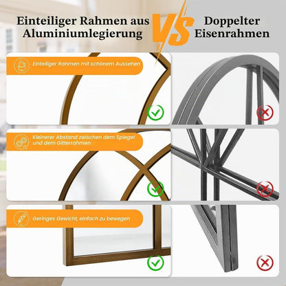 Gewölbter Wandspiegel 60x90cm mit Bronze Aluminiumrahmen
