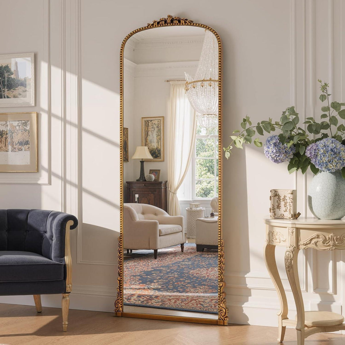 Vintage Standspiegel Gold 175x70cm - Dekorativer Ganzkörperspiegel