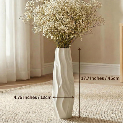 Weiße Keramikvase 45 cm – Minimalistische Deko für Blumen