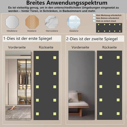 Ganzkörperspiegel 2er Set, selbstklebend 30x120cm