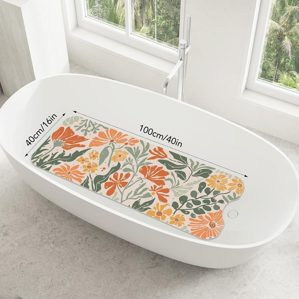 Rutschfeste Badewannenmatte Orange, 100x40 cm – Komfort & Sicherheit