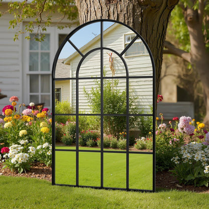 Dekorativer Gartenspiegel 120x75cm - Wandspiegel mit Aluminiumrahmen