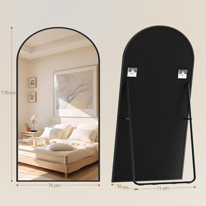 Ganzkörperspiegel Bogenförmig, 170x76cm, Schwarz – Stand- & Wandspiegel