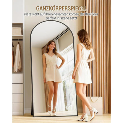 Ganzkörperspiegel Bogenförmig, 170x76cm, Schwarz – Stand- & Wandspiegel