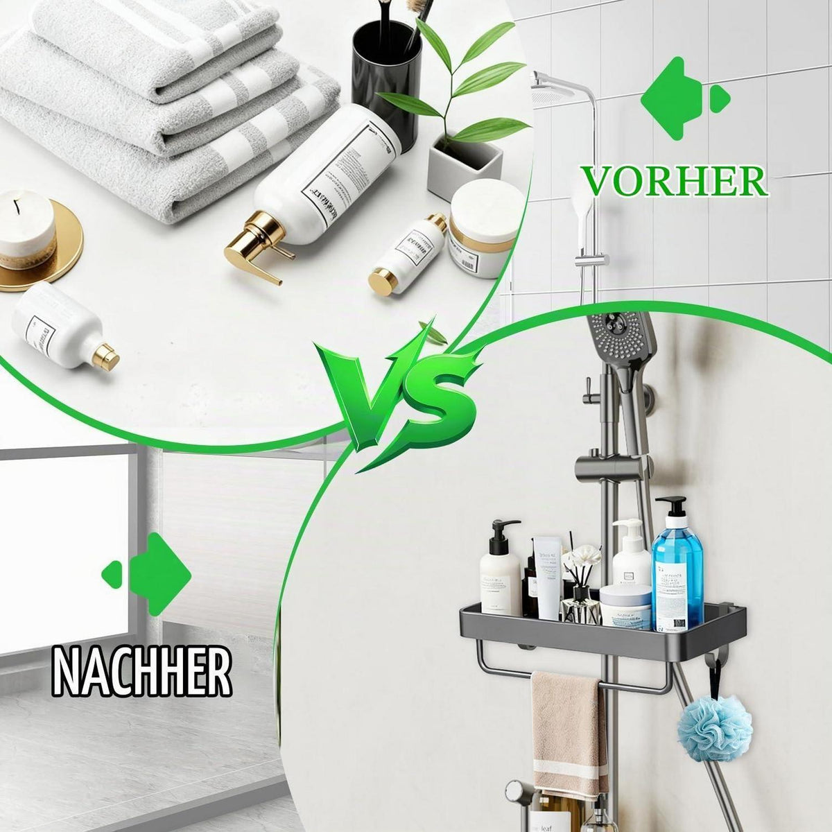 Duschablage ohne Bohren – Grau, Organizer für Badezimmer