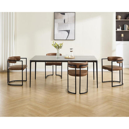 Küchenstühle 2er Set Modern Braun in Lederoptik