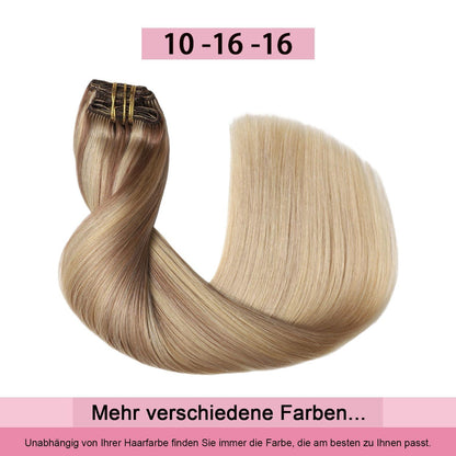 Clip-in Haarverlängerung Echthaar 50cm Hellbraun/Goldblond